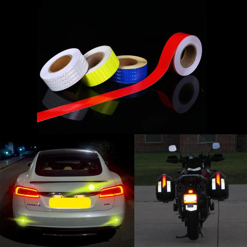 5cmx10m Reflective Bicycle Stickers Adhesive Tape for Bike Safety White Red Yellow Blue Bike Stickers Bicycle Accessories