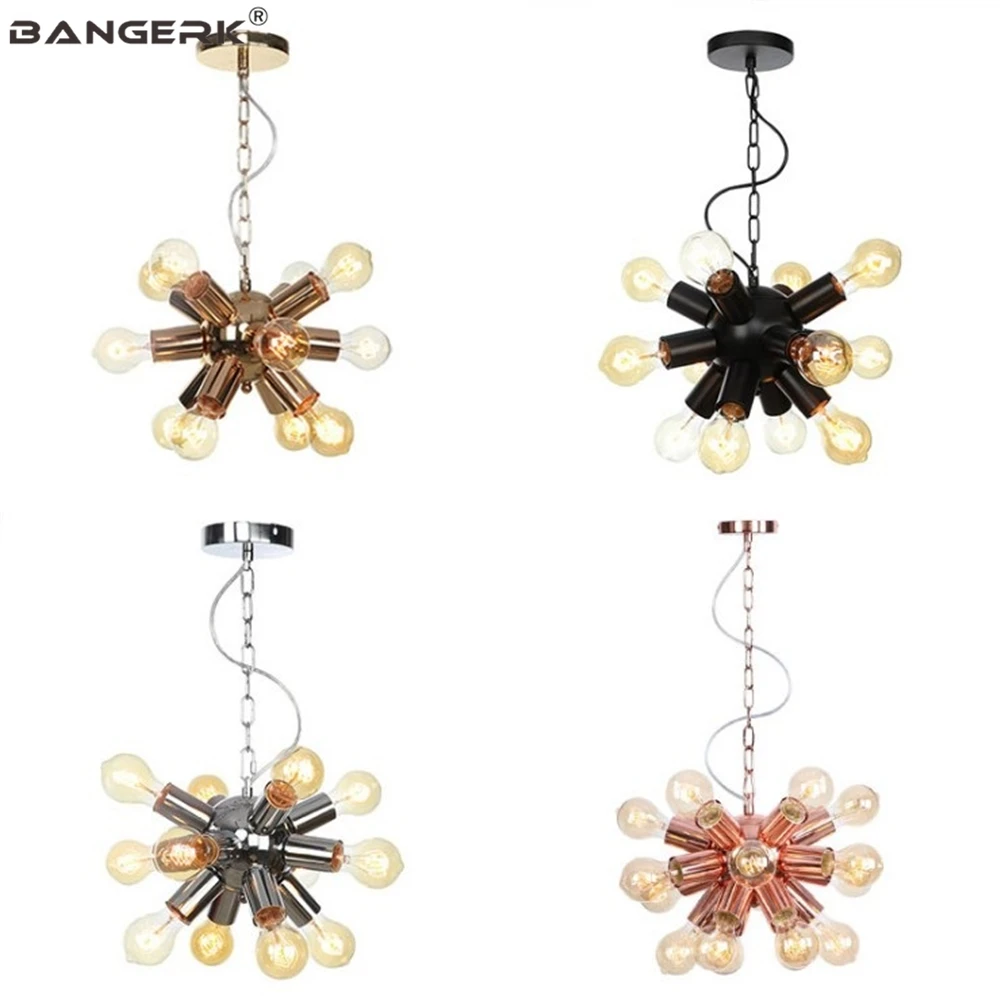 

Подвесной светильник на цепочке из розового золота, Современный домашний декор, светодиодная люстра Эдисона для столовой, комнатное освеще...