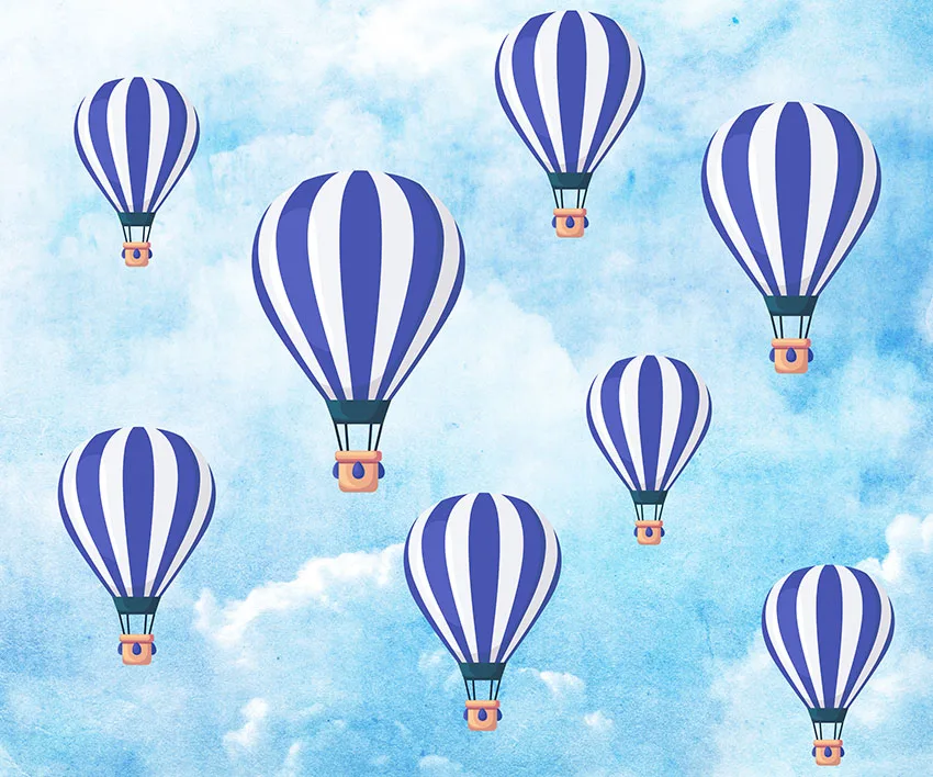 

7x5ft Light Blue Sky Clouds Air Balloons Custom Photo Studio Background Backdrop Vinyl 220cm x 150cm