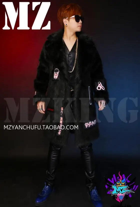 Мужской брендовый тонкий кожаный плащ GD Bigbang, длинное пальто 4XL 5XL, одежда для сцены, костюмы, S-5XL