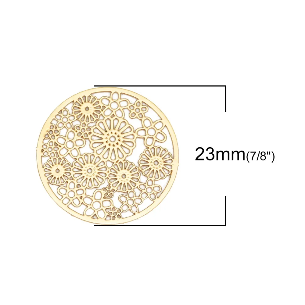 DoreenBeads модное металлическое Филигранное тиснение соединители круглые