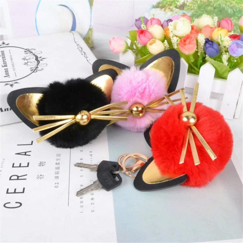 Minocool ключ кулон Мягкая игрушка милый кот в форме уха пушистый шарик-брелок