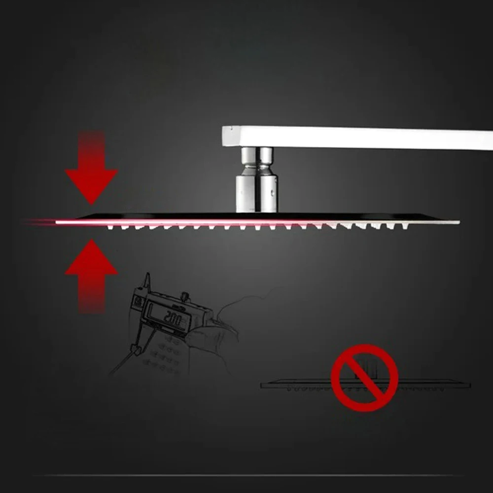 Душевая лейка BAKALA ультратонкая насадка из нержавеющей стали 12 дюймов с ручкой