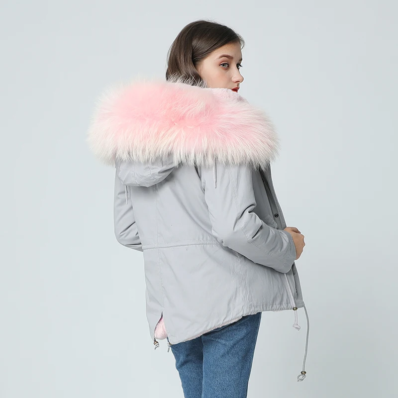 OFTBUY, серые парки, зимняя куртка для женщин, зимнее пальто, женская парка, пальто с натуральным мехом енота, воротник с капюшоном, теплая плотная