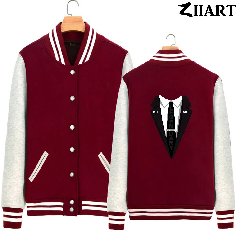 Himym crop legendary wait for it suit up/одежда для пары флисовые бейсбольные куртки на молнии