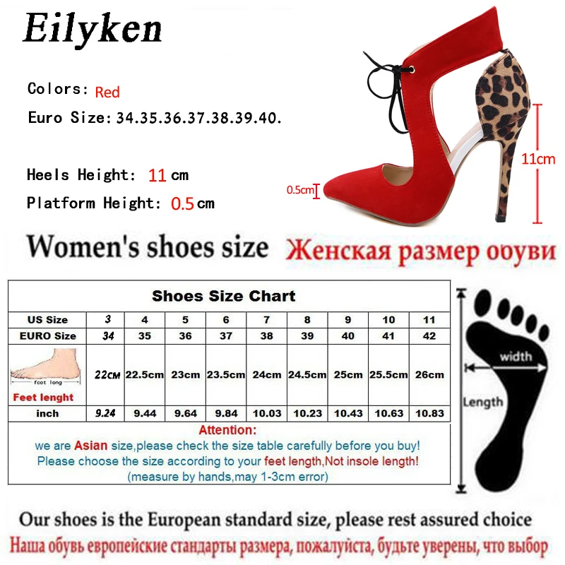 Eilyken/туфли на высоком каблуке красного цвета с леопардовым принтом Женские туфли