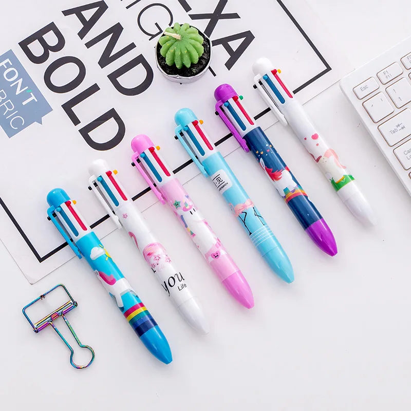 

36 pcs/lot Unicorn Flamingo 6 Colors Ballpoint Pen Cute Drawing Ball Pens Material Escolar office school Writing supplies