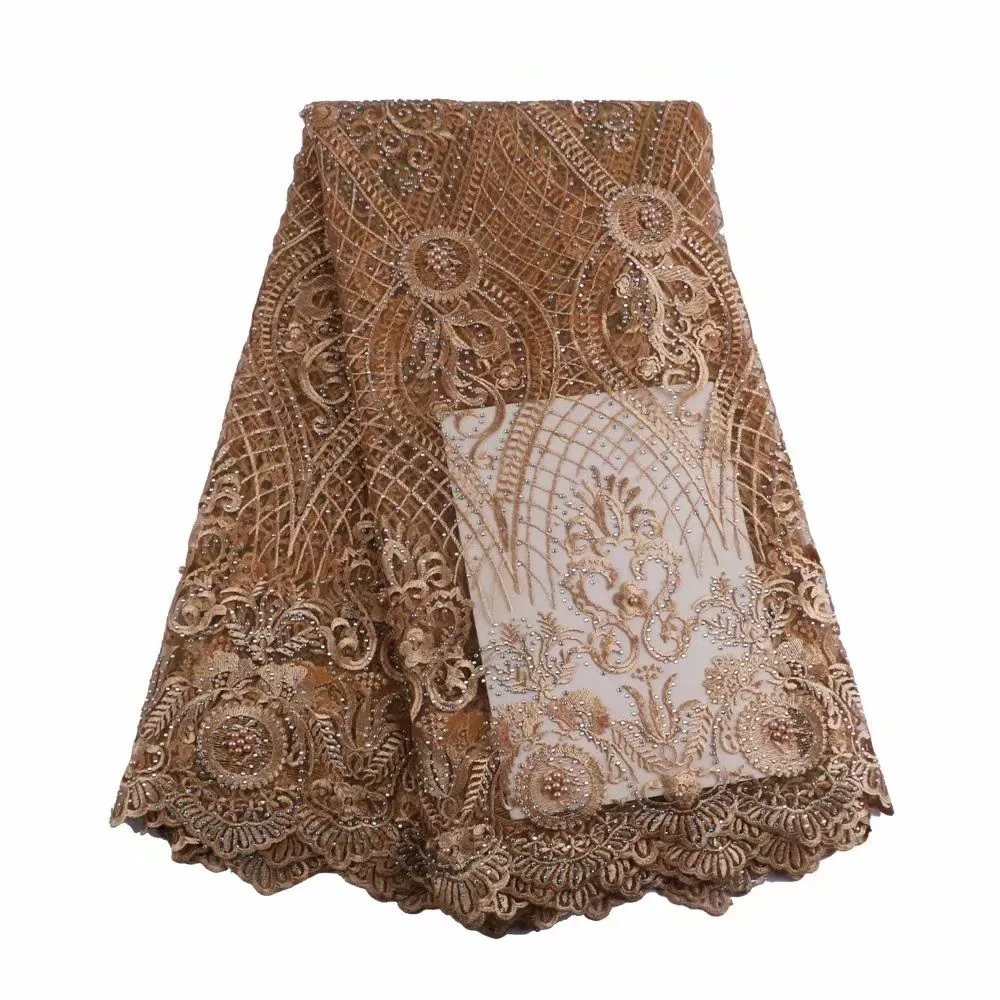 Нигерийская кружевная ткань 2018 высокого качества африканская с тесьма камешками