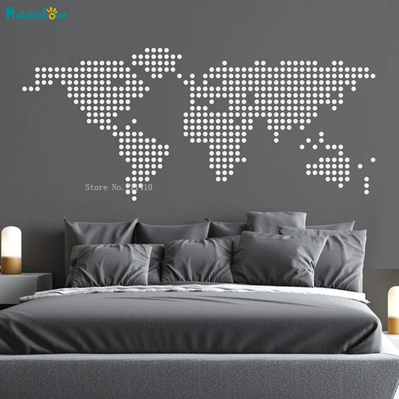 Современная Карта мира наклейка в горошек растровые точки Виниловые фрески