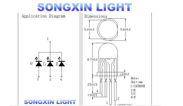 10 шт. мин F5 5 мм круглый 4pin светодиодный RGB Tri Цвет общий анод красного зеленого и