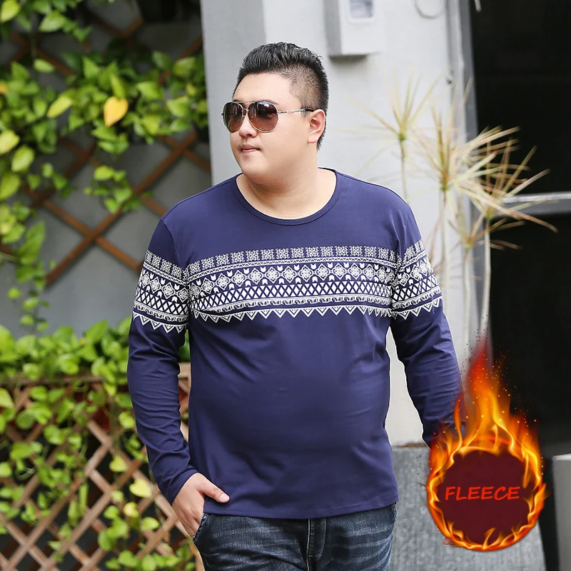 2018 Winter New Plus sizes 5XL 6XL 7XL Fleece Men T Shirt Casual Print Long Sleeve Tees t shirts 85KG-145KG Top | Мужская одежда