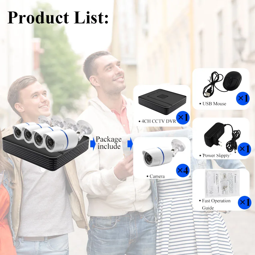 Система видеонаблюдения 1080P HDMI AHD CCTV DVR 4 шт. 2,0 МП уличная инфракрасная камера видеонаблюдения 2500TVL TVL камера видеонаблюдения комплект/BNC кабель опция