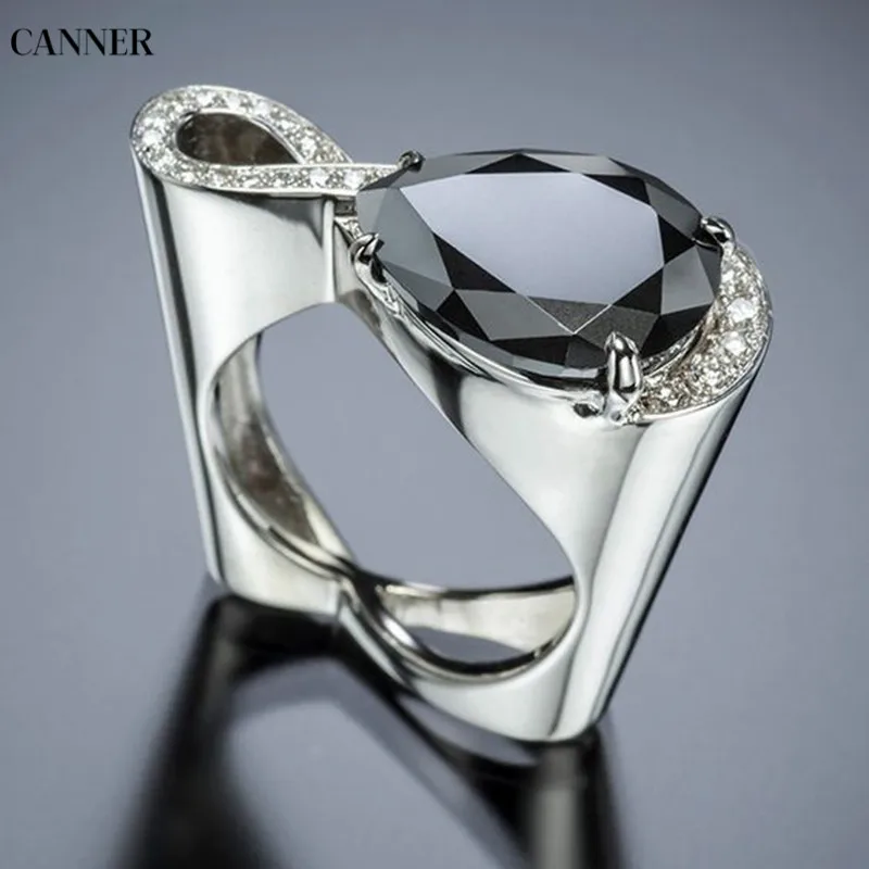 Canner Big Square Geometric Ring With Large Stone Crystal Engagement Rings For Men Women Vintage Punk Knuckle Finger W4 | Украшения и