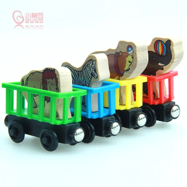 4pcs circus EDWONE-One набор Магнитные деревянные железнодорожные поезда деревянный трек Мини DIY Слот автомобиль игрушка железная дорога игрушка подарок для детей подходят новые треки - Цвет: 4pcs circus