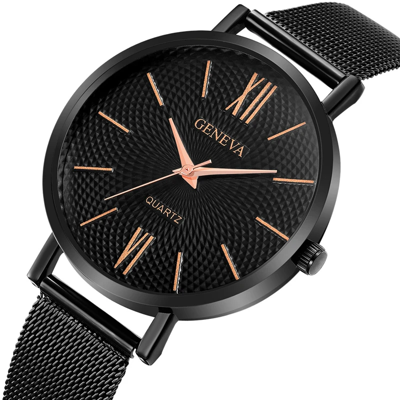 Montre Homme 2019 Мода Большой циферблат Кварцевые часы из нержавеющей стали сетки для