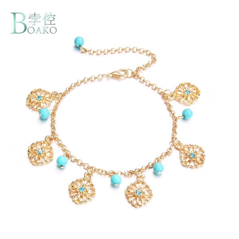 BOAKO Beads Stone Anklets for Women Foot Bracelet Ankle Female Rope Bohemian Pendant Jewelry Fot Leg B4 | Украшения и аксессуары