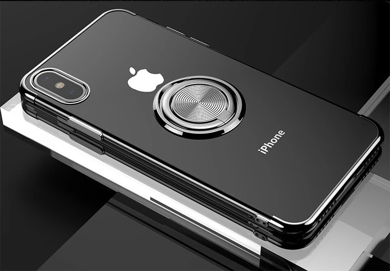 Роскошные магнитные кольца Чехлы для телефона с покрытием для iPhone 7 8 6 6S Plus Чехол прозрачный ТПУ противоударный чехол для iPhone 11 Pro XS MAX XR X - Цвет: Silver