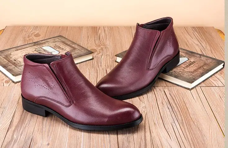 

Winter Mens Real Leather Fashion Oxfords Shoes 2018 Autumn Italy Derby Shoes Ankle Motorcycle Western Booties Sapatos Hombre