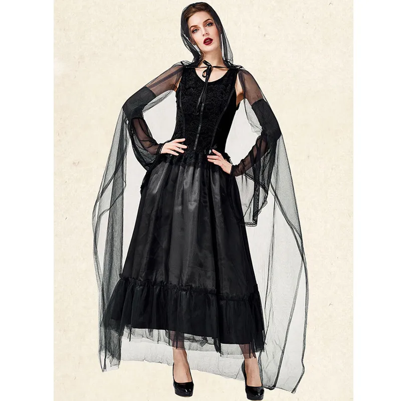 Женский костюм ведьмы-чернокнижницы для Хэллоуина, карнавала, Пурима, маскарада, ролевых игр и вечеринок в ночных клубах.