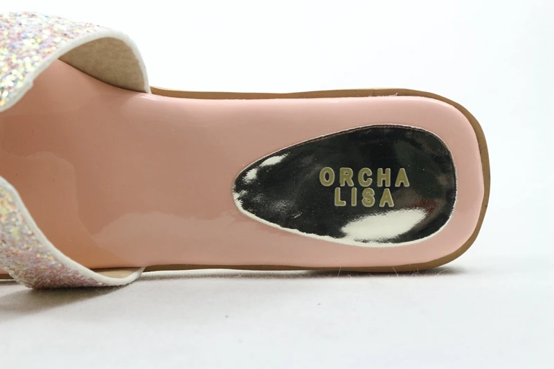 ORCHA LISA/женские босоножки; шлепанцы; женские летние блестящие сандалии на плоской подошве; модная летняя повседневная обувь; Zapato C294