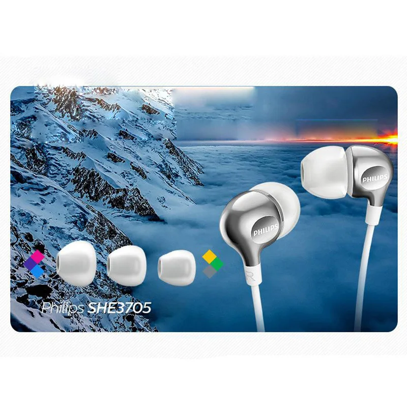 Новинка наушники вкладыши Philips SHE3705 стерео бас проводная гарнитура разъем 3 5 мм с