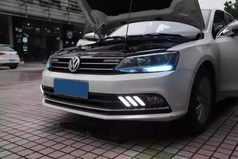 EOsuns светодиодный DRL дневного света для Volkswagen VW Sagitar jetta, беспроводной переключатель, синий ночник, желтый сигнал поворота