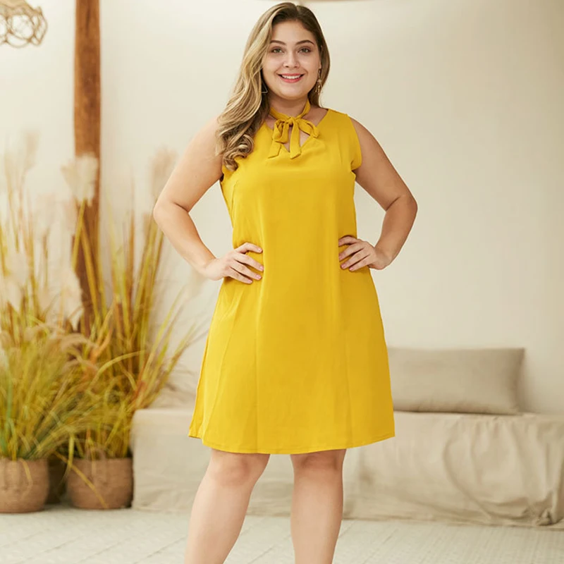 Женское ТРАПЕЦИЕВИДНОЕ платье без рукавов WHZHM желтые вечерние повседневные