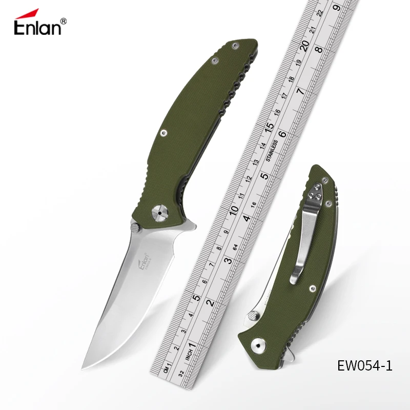 

ENLAN 58Hrc Tactical Camping knife Survival Pocket Knives 8cr13mov Blade ,Green G10 Handle Outdoor Knives EDC Tool Dropshipping