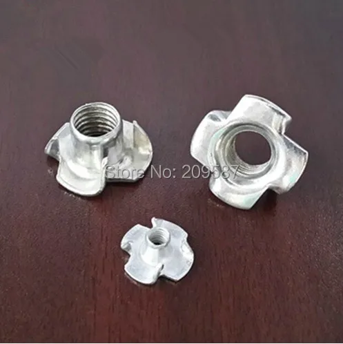

100pcs Metric M4 Zinc Plated Steel T Nuts Blind Nuts 4 Prongs Knock In Wood