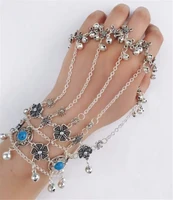 idealway bohemian blue resin bead tassel bracelets bangles antalya gypsy turkish flower bells tribal ethnic jewelry
