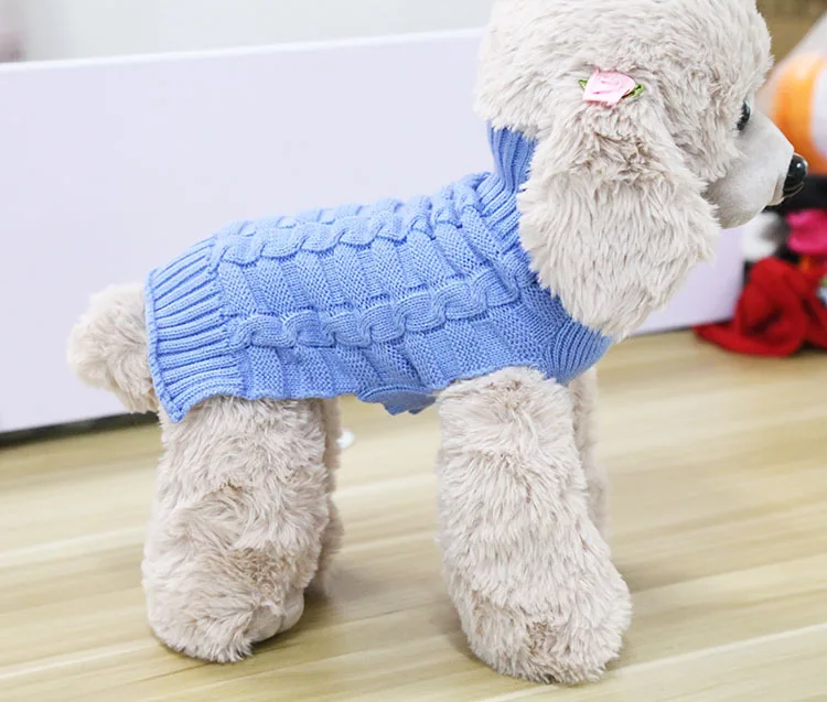 Зимний шерстяной свитер для собак, простая витая веревка, эластичный вязаный свитер для средних размеров, одежда для собак, свитеры для домашних животных