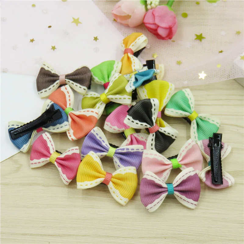 2 шт./лот новинка боковая однотонная заколка с маленьким бантом для девочек