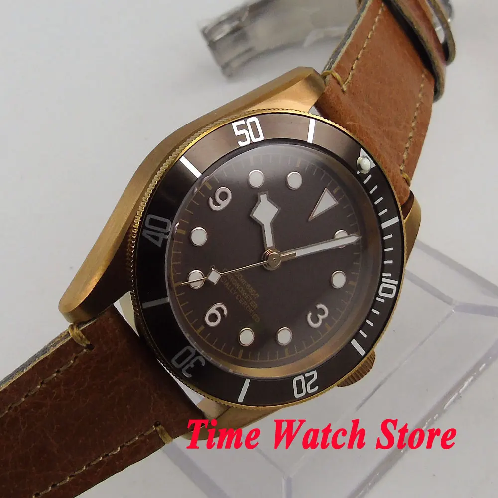 Мужские автоматические часы corgтело 41 мм кофейный стерильный циферблат 20 атм