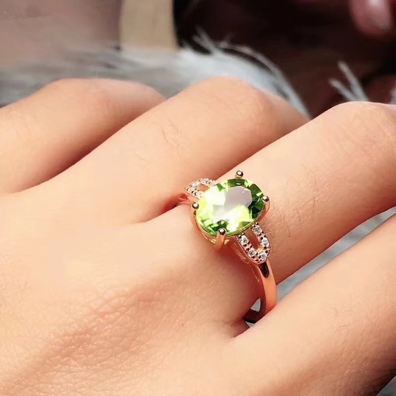 Natural Peridot Jewelry sets for Women Heart Butterfly Genuine stone Necklace/Ring/Stud Earrings fine gift S925 #113 | Украшения и