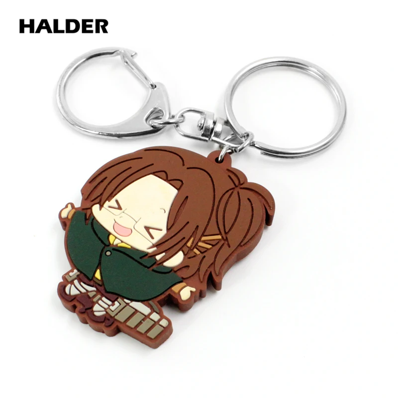 Halder аниме Атака Титанов Eren Mikasa Саша блузка Hange Zoe фигурные Подвески мягкие ПВХ Брелоки держатель ключей автомобильные брелоки на сумку