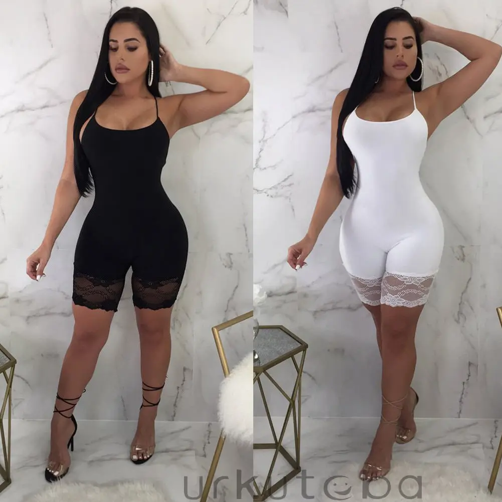 Summer Sexy Women Jumpsuit Spaghetti Strap Lace Casual Sleeveless Backless Romper Bodysuit | Женская одежда