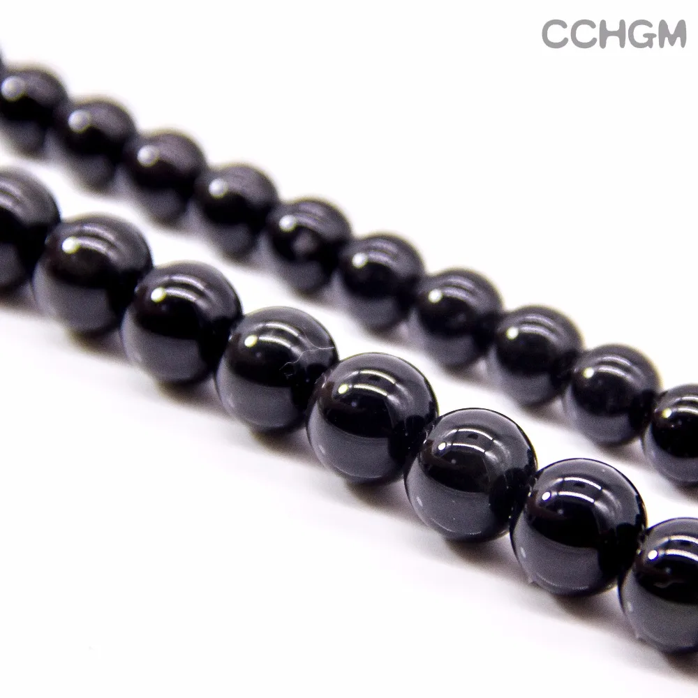 CCHGM горячая Распродажа нитка опт полированные натуральные черные Агаты каменные