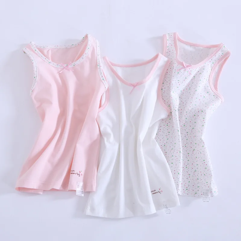 86401 3 шт./лот; высокое качество; Детские майки; майка; Топ; детское хлопковое нижнее белье; нижнее белье для девочек-подростков; майка; топ; Пижама - Цвет: 86401