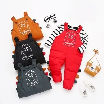 Детский Теплый пуховой комбинезон для мальчиков и девочек зимняя хлопковая