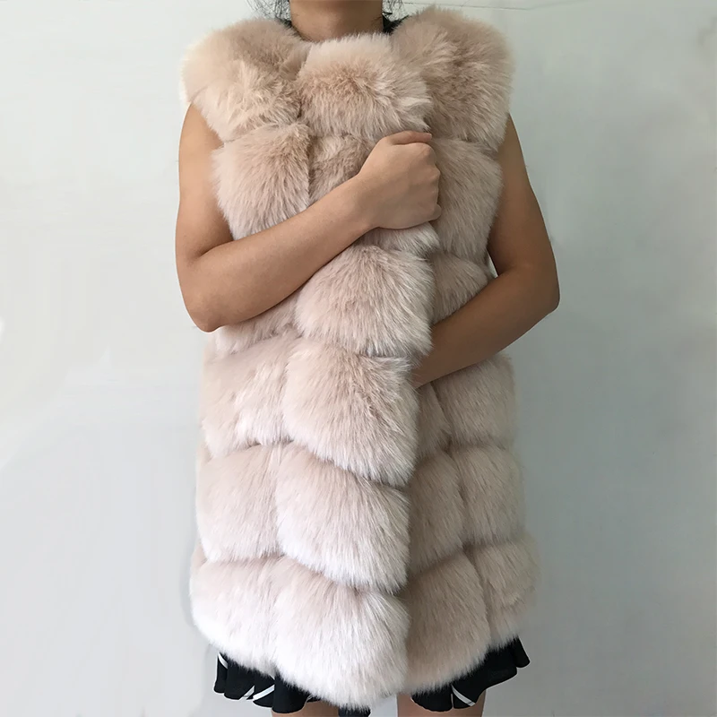 2021 Зимний толстый теплый женский длинный меховой жилет роскошный искусственный