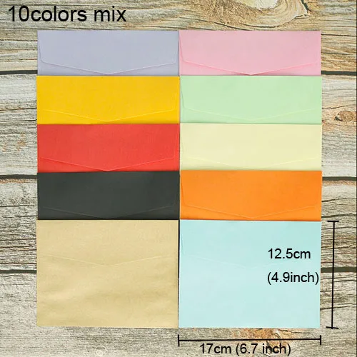 10 colors mix 10 шт. конверты разных конфетных цветов, канцелярские принадлежности, подарочные карты, одноцветные конверты, открытки, фото, письма для хранения, офисные, школьные принадлежности - Цвет: 10 colors mix