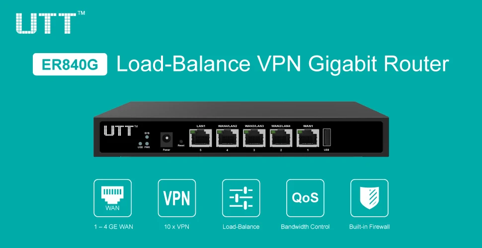 UTT ER840G Гигабитный VPN Маршрутизатор Корпоративного Класса Безопасности шлюза/Dual WAN Multi-WAN/Балансировки Нагрузки QoS PPPoE Сервера