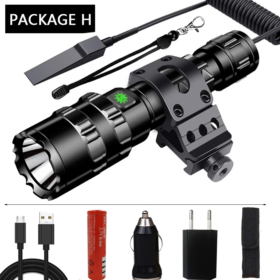 Option H Litwod Z401002 65000лм Мощный тактический охотничий светодиодный светильник фонарь светильник Перезаряжаемый 18650 аккумулятор водонепроницаемый светильник для скаута - Испускаемый цвет: Option H