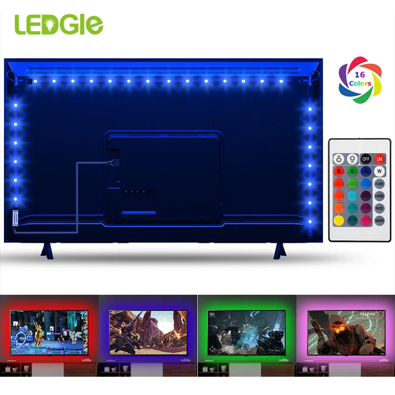 Гибкая светодиодная ленсветильник RGB для ТВ 5 В 300 см 5050 дюйма|Светодиодные ленты| |
