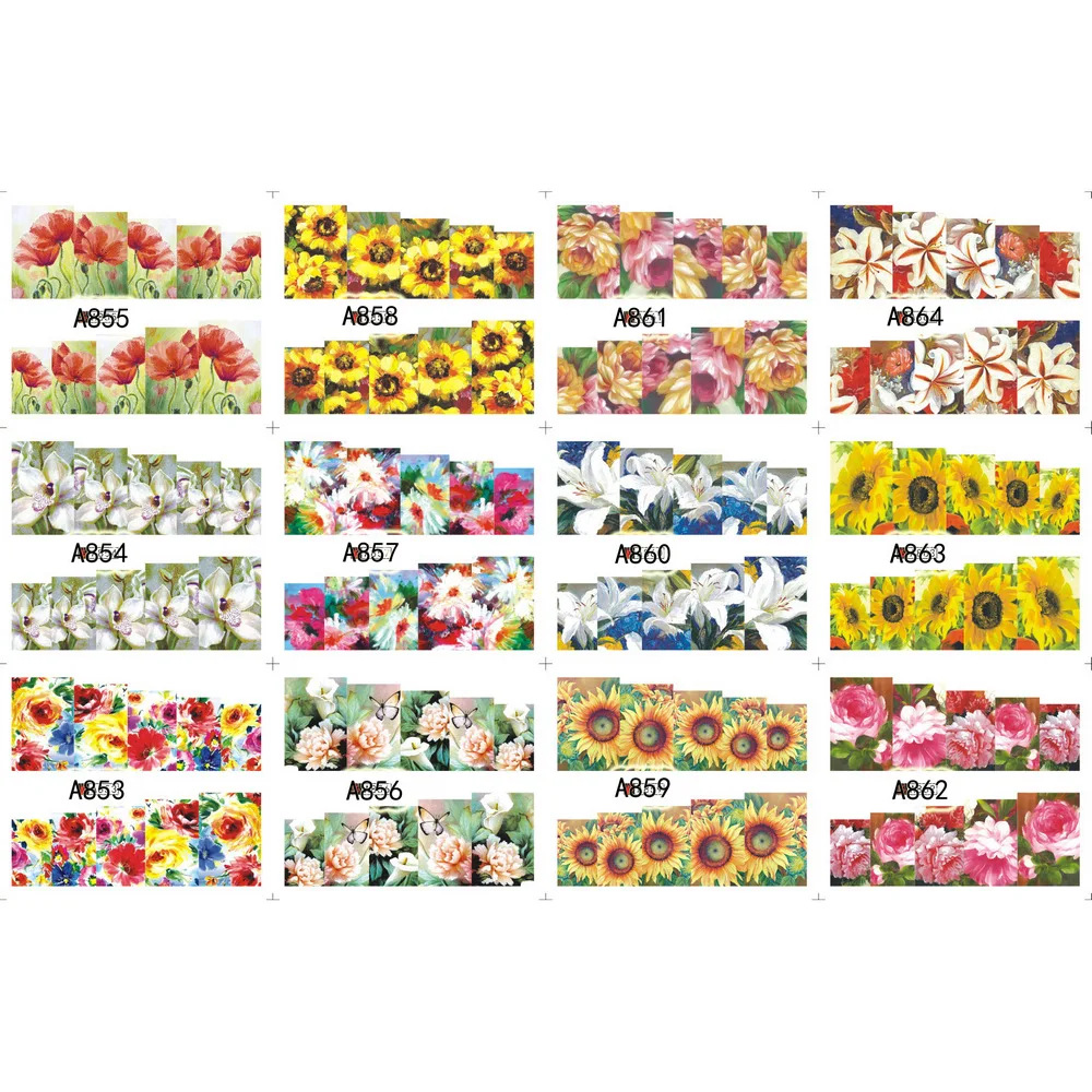 

UPRETTEGO 12 PACKS / LOT NAIL ART BEAUTY WATER DECAL SLIDER NAIL FLOWER SUN FLOWER LILY VIOLET TULIP A853-864