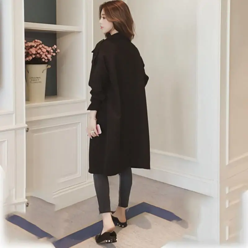 

2019 Autumn New Women's Loose Casual Coat Female Elegant Solid Windbreaker Outwear Ladies Lapel Long Sleeve D28