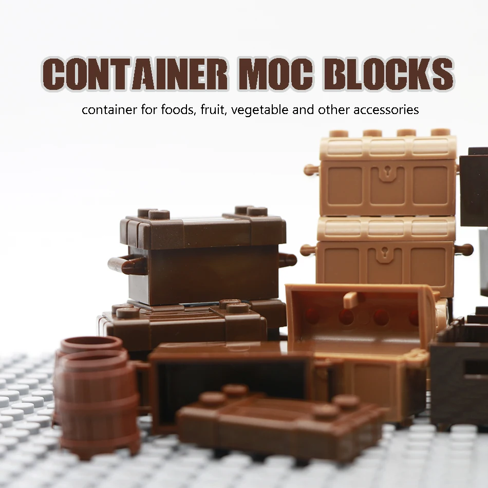 Кубики из блоков MOC бочонок контейнер для посуды сундук с сокровищами игрушки