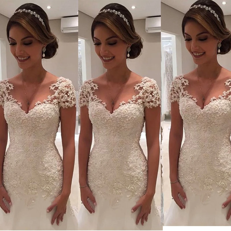 Пикантные Vestido De Noiva белое кружевное с открытой спиной фасона &quotРусалка&quot