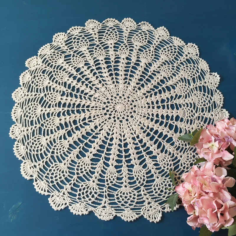 Круглая винтажная скатерть для вязания крючком кружевная круглая ручной работы