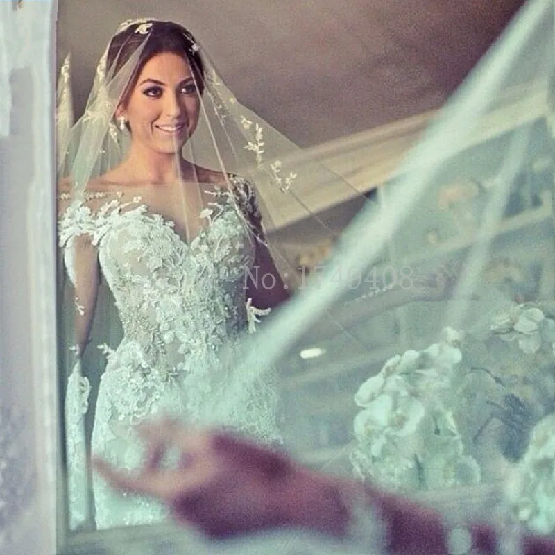 Роскошное кружевное платье с аппликацией в виде русалки прозрачное свадебное